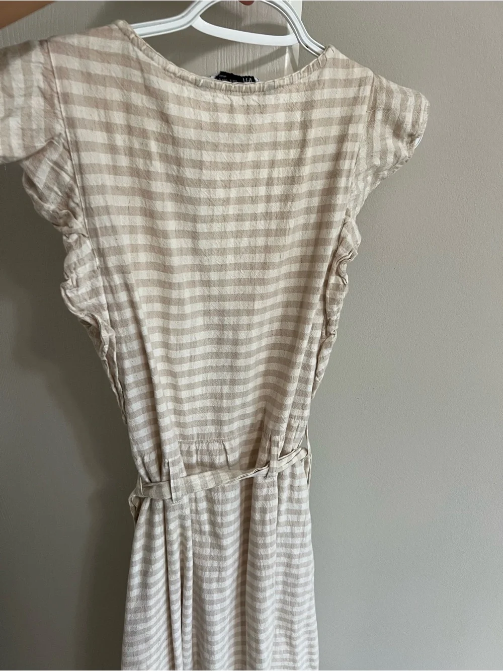 Zara Beige and Cream Checked Button-Front Midi Dress - Picture 5 of 5